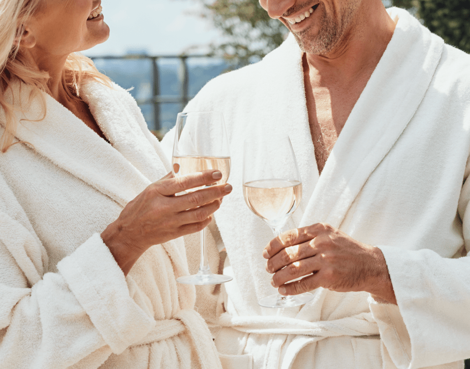Couple enjoying a glass of wine